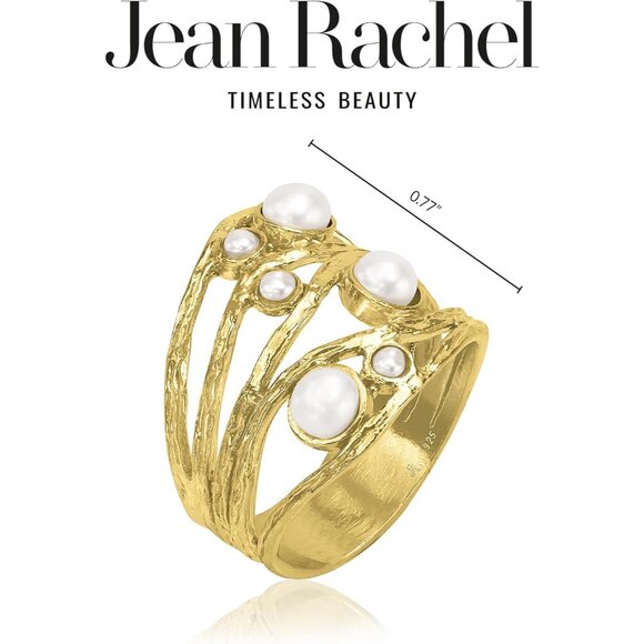 Women's 14K Gold Over Sterling Silver Statement Rings With 2mm & 4mm Freshwater - Picture 6 of 8